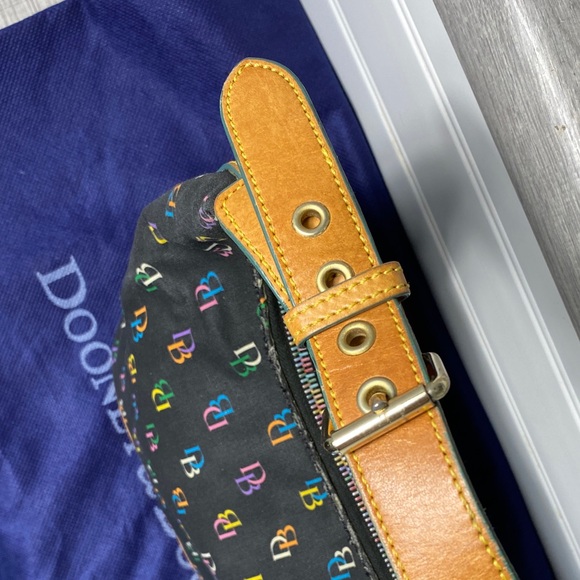 Dooney & Bourke Y2K small vintage Black Hobo Bag with Multicolor Logo - Picture 4 of 12